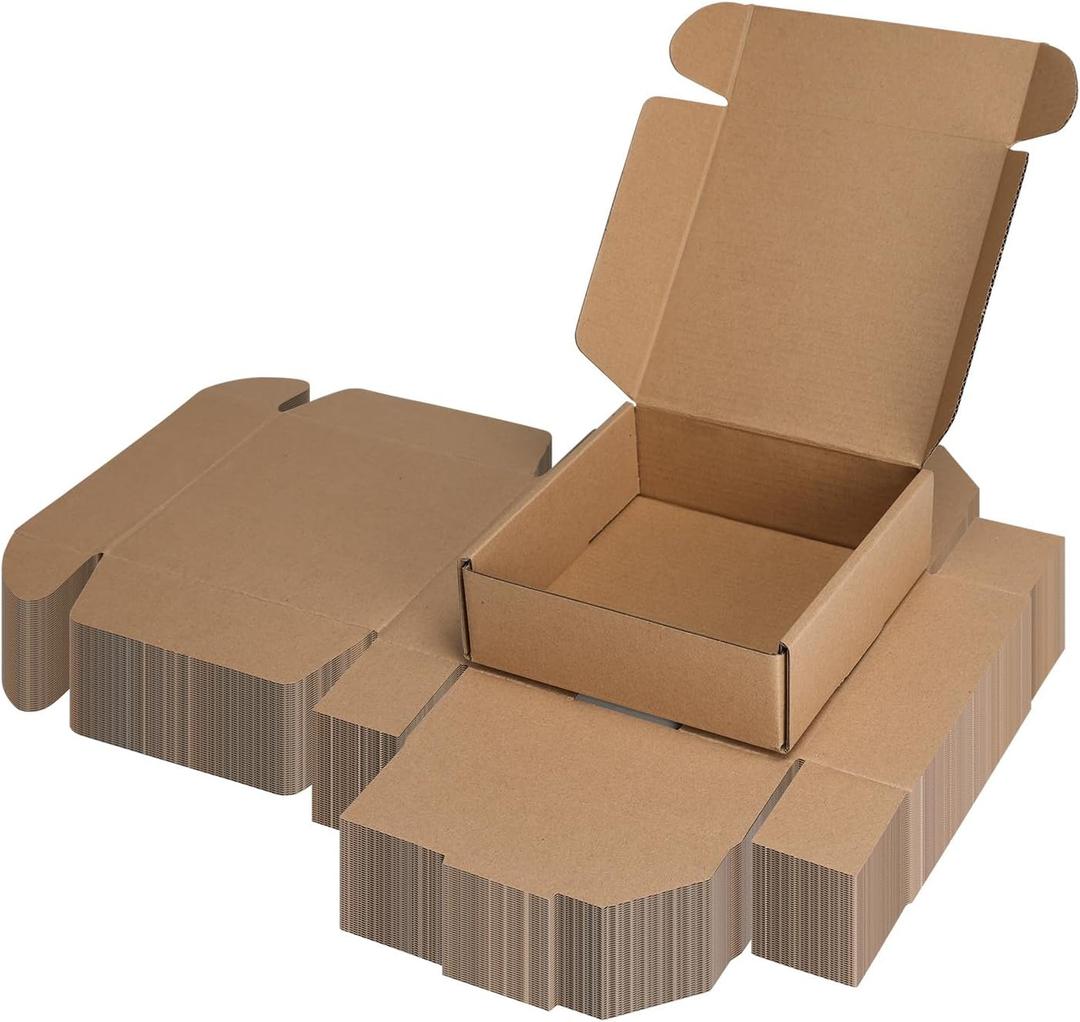PHAREGE 6x6x2 inch Shipping Boxes Bulk 50 Pack Brown, Tab Lock Tuck Top Mailer Boxes for Packaging Small Business, Small Cardboard Gift Boxes for Wrapping Mailing Present