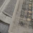 Hazo Haus Boho Light Grey Living Room Rug 6x9 - Modern Vintage Eclectic Floral Paste Neutral Taupe, Washable Low Pile Non-Slip Large Area Rugs for Dining Under Table Bedroom