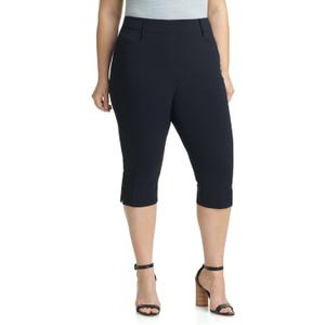 Rekucci Curvy Woman Ease into Comfort Plus Size Capri w/Tummy Control (Black, S)