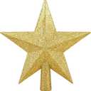 Livder 8 Inches Christmas Tree Top Crown Glitter Star Decoration (Golden)