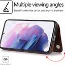 UEEBAI Wallet Case for Samsung Galaxy S23 5G, Slim PU Leather Case with Card Slots Kickstand Magnetic Clasp Durable Shockproof Flip Folio Cover - Brown