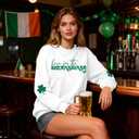 UNIQUEONE St Patricks Day Sweatshirt - Here for The Shenanigans Sweatshirts Women Casual Irish Long Sleeve Pullover Tops (White, XL)