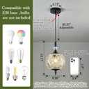 Piepooye Vintage Glass Pendant Light Farmhouse Black Chandelier E26 Mini Adjustable Hanging Ceiling Light Fixture for Kitchen Island Dining Room Bedroom Foyer Entryway