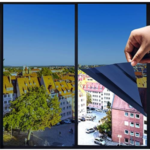 One Way Privacy Window Film,Premium PET Material,Daytime Reflective Heat Control Anti UV Door Sticker,Window Tint for Home Office Living Room,Neptune Blue 27.6Inch x 16.4 Feet (Pack of 5)