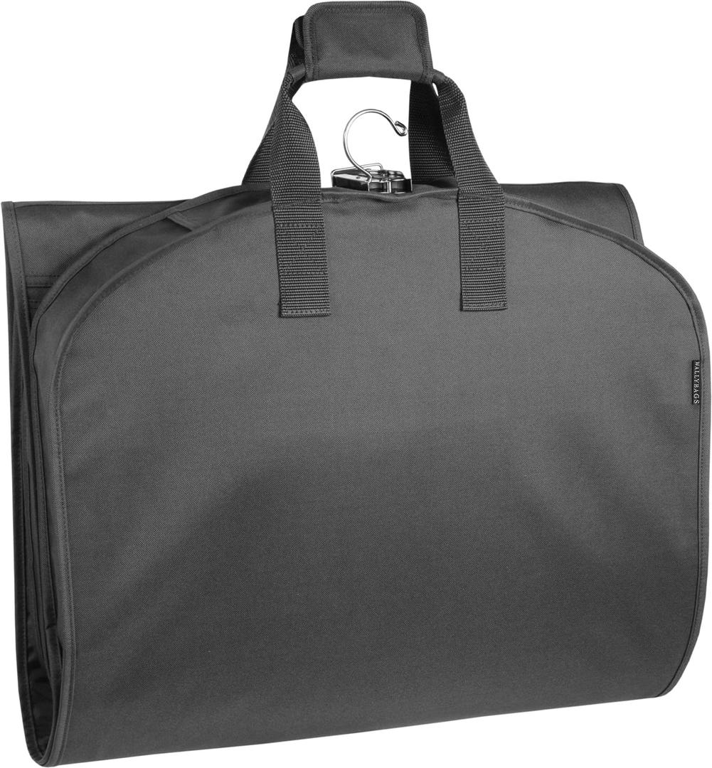 WallyBags 60 Premium Tri-Fold Travel Garment Bag with exterior pocket (Black)