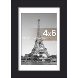 upsimples 4x6 Picture Frame, Display Pictures 3.5x5 with Mat or 4 x 6 Without, Wall Hanging Photo Frames, Black, 1 Pack