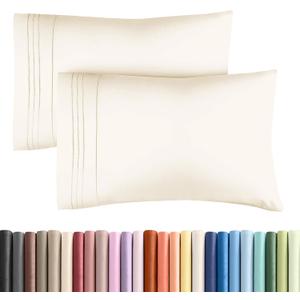 King Pillow Cases Set of 2 - Ultra Soft Hotel Quality Pillowcase Covers - Comfy, Cozy & Wrinkle Free - Shrinkage, Stain & Fade Resistant - Machine Washable Pillow Protectors - 2 Piece Set - Off White