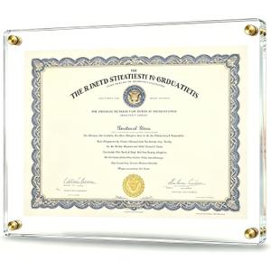 Kalami 11x14 Acrylic Wall Mount Picture Frame Self Adhesive, No Drill Holes Floating Frameless Clear Photo Frame for Diploma Certificate Degree Document Display Gallery Wall-Full Frame is 12x15