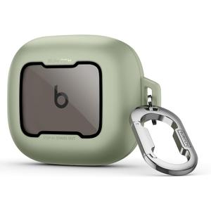 SURITCH Case for Beats Powerbeats Fit Case Cover, Magnetic Bumper Cases for Powerbeats Fit Earbuds 2025, Shockproof Protective Cover with Magnetic Lock & Carabiner for Workout, Sport, Travel, Green