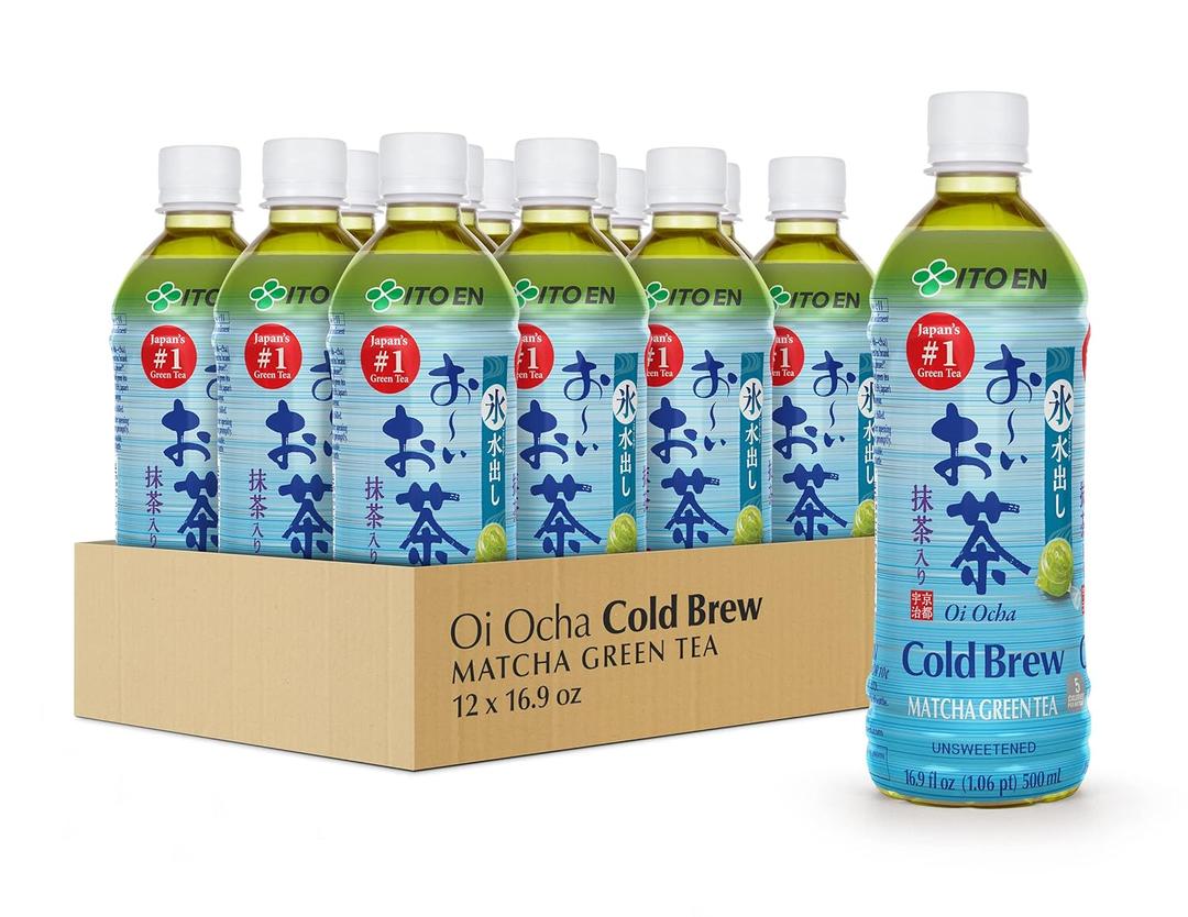 Ito En Oi Ocha Cold Brew Matcha Green Tea Unsweetened 16.9 Ounce (Pack of 12), Zero Calories, BB 04/05/26