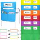 Chair Pockets for classrooms, 6 Bright Color Seat Storage Organizer for Kids School Supplies with 2 Large Pockets Keeps Students Organized and Classrooms Neat (12 Pack)