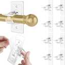 Goabroa Curtain Rod Holders No Drilling, 8 Pack Adhesive Universal Curtain Rod Brackets for Rod 0.5"-1.18" in Diameter, Adhesive Curtain Rod Holder for Bedroom, Living Room, Bathroom (Clear)