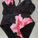 SweatyRocks Women's Floral Deep V Neck Criss Cross One Piece Swimsuit Swimwear Bathing Suit, Medium