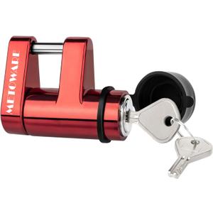 METOWARE Trailer Tongue Coupler Lock with All-Weather Rubber Cap, 1/4" Dia with 7/10" Span Heavy-Duty Trailer Coupler Lock for Tow Boat RV Truck Car's Coupler (1 Pack, Red)