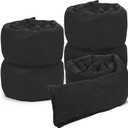 Sabary 5 Pcs Water Barrier 5 ft x 6.5 inch Absorbent Flood Barriers Home Sandless Sand Bags for Flooding Reusable Water Absorber Snake for Rain Hurricane Garage Basement Door (Black)