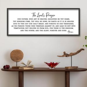 SRSZHIYUE Christian Our Father Prayer Wall Decor 40" x 15" Black