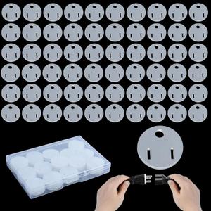 60Pcs Christmas Lights Weatherproof Gaskets, Outdoor Extension Cord Gaskets Plug Cover Waterproof GFCI Protector Stop Tripping Soft Silicone Gaskets with Box for Xmas Holiday Light Electrical Cord