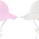 Zando Baby Sun Hat UPF 50+ Toddler Sun Protection Bucket Hats for Boys Girls Infant Wide Brim Beach Hat Baby Bucket Hat 0-4T (12-24 Months, Pink & Beige)