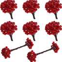 400 Pieces Artificial Holly Berries Christmas Fake Berries on 200 Pieces Wire Stems for Christmas Tree Decorations Craft Flower Wreath DIY Supplies (Red)