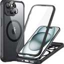 ESR for iPhone 15 Case, Compatible with MagSafe, Full-Body Military-Grade Drop Proof Case with Built-in 9H+ Tempered Glass Screen Protector, Armor Series, Clear Black