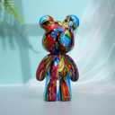 Graffiti Bear Statue Decor for Home, Resin Animal Sculpture Ornament for Indoor Room (Type D)