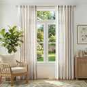jinchan Linen Curtains for Living Room Striped Curtains Blue on Beige Thick Textured Light Filtering Drapes Bedroom Dining Room Coastal Rustic Farmhouse Cottage Core Style 2 Panels 84 Inches Back Tab