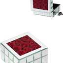 Jewelry Box For Girls Women, Eternal Rose Jewelry Organizer Box, Glass Vintage Rose Jewelry Holder For Earring, Ring, Necklace, Bracelets, Christmas Mother'S Day Valentine Jewelry Gift Box (small)