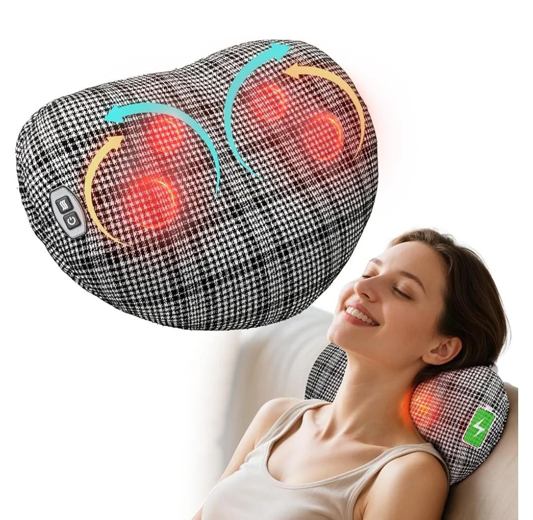 Back Massager for Pain Relief, Birthday Day Gifts for Women Men FSA Eligible HSA, Cordless 120min Neck and Back Massager, Plush Skin-Friendly Kneading Massage Pillow for Full Body Relaxation