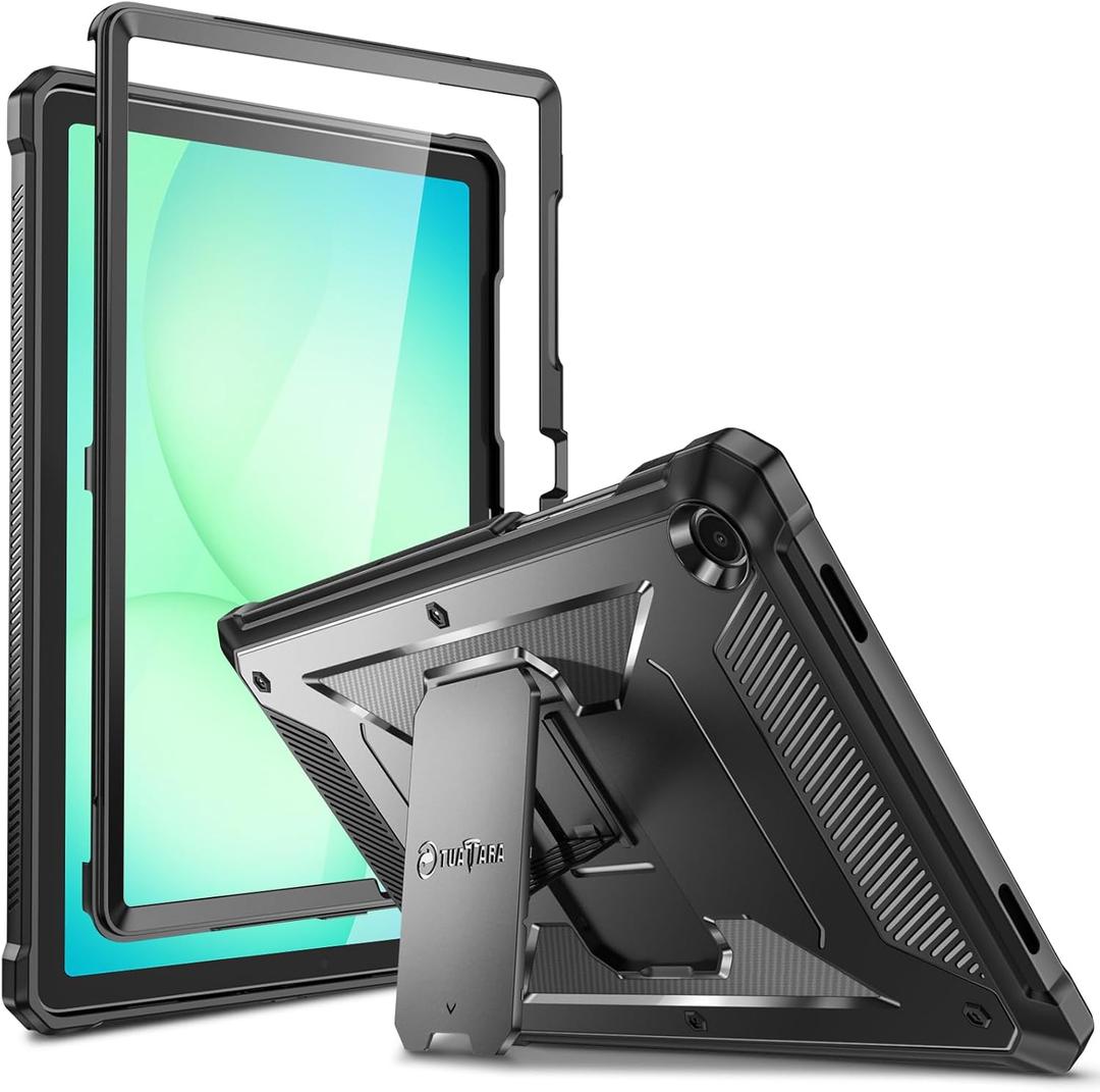 Fintie Shockproof Case for Samsung Galaxy Tab A11+ Plus 11 Inch 2025/ A9+ Plus 2023, Tuatara Rugged Unibody Hybrid Bumper Kickstand Cover Built-in Screen Protector, Black