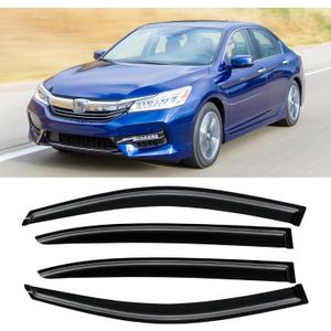 Window Rain Guards for 2008-2017 Honda Accord, Window Visor Guard Vent Wind Shade Deflector Rain Shield Protector Sun for 08-17 Accord 2009 2010 2011 2012 2013 2014 2015 2016 2017, Outside-Mount, 4PCS