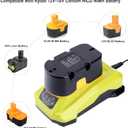 Elefly P117 Compatible with Ryobi 18V Battery Charger, Compatible with Ryobi 12V-18V ONE+ Lithium NiCad NiMh Battery P102 P103 P107 P108 P109 P189 P190 PBP002 PBP005