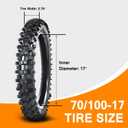 HOLATO Front 70/100-17 2.75-17 Tire and Inner Tube for KLX125 KLX140 KX85 TTR125 YZ80 YZ85 RM80 CR80 CT90 DRZ125 TaoTao DB17 Apollo RFZX18 Coolster Dirt Pit Bike Off Road Motocross Heavy Duty