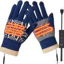 Winter USB Electric Heated Gloves, Touch Screen Thermal Hand Warming with Temperature Adjustment for Men Women