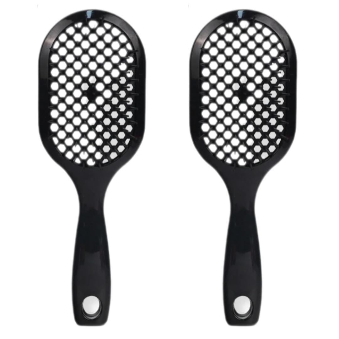 2 x Breathable Detangling Brush, Soft Bristles Wet Dry Comb for Women All Hair Types (black, blue)