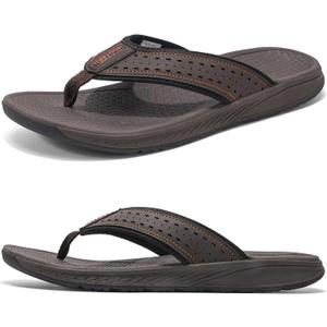 Flip Flop Thong Athletic Summer Sport Sandals with Arch Support Outdoor Summer Beach (11, Brown)