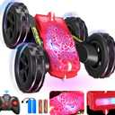 M SANMERSEN RC Cars,Dinosaur Remote Control Car,Fast RC Cars for Boys 8-12 with Crackle Light,Rechargeable,2.4GHz,360Rotate,All Terrain Stunt Toys Car,Boys Girl Birthday Gift (Red)