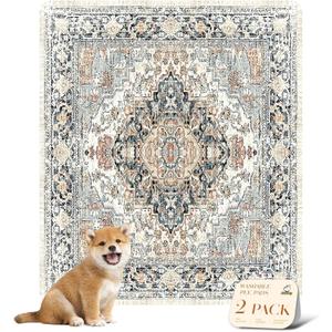 nunubaby Washable Pee Pads for Dogs, Stylish, Non-Slip and Leak-Proof Pee Pads. Reusable Potty Pads for Dogs for Crates and Floors.(Beige/Multi, 31" x36" ) (31x36 Inch (Pack of 2))