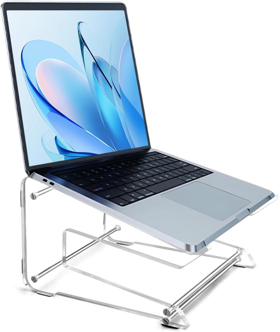 Bibabala Laptop Stand, Acrylic Laptop Stand for Desk, Ergonomic Computer Riser, Thickened Clear Laptops Holder Mount Computer Riser for Desk, Notebook Stands for 10" -15.6" MacBook, Office, Study
