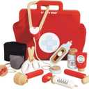 Le Toy Van - Kids Wooden Educational Pretend Play Honeybake Doctor's Medical Play Set Kit | Kids Pretend Play Role Play For Boys And Girls | 3 Year Old +, 8.66" x 5.70" x 5.90" (TV292) (Red)