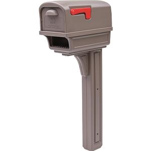 Architectural Mailboxes Gentry Rust-Proof Plastic Post Mounted Mail Box for Outside with Post, Mocha, Large Curbside Mailbox, USPS Approved for Residential Delivery