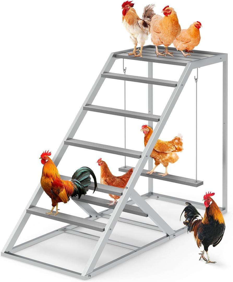 Chicken Coop, Chicken Perches with Swing, Chicken Roosting Bars, Chicken Activity Play Toys, Wooden Chicken Ladder for Pet's Healthy & Happy, Suitable for Backyard Farm