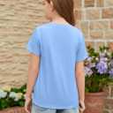 ZDC Girls Short Sleeve Shirts Crewneck T Shirts Kids Summer Tops Basic Tees 5-14 Years
