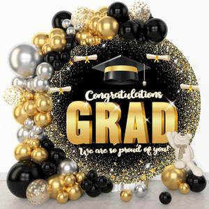 6.5FT Round Graduation Backdrop 2025, Wrinkle-Resistant Polyester Photo Backdrop for Graduation Party, Congrats Grad Sign, Balloon Wall & Arch Decor, Class of 2025 Background for Photoshoot 6.5FT Round Graduation Backdrop 2025, Wrinkle-Resistant Polyester Photo Backdrop for Graduation Party, Congrats Grad Sign, Balloon Wall & Arch Decor, Class of 2025 Background for Photoshoot
