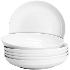 QUANSHANGJUSet of 6 Dinner Plates 8 Inch, White Porcelain Plates, Microwave Oven Dishwasher Safe Scratch Resistant