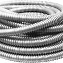 1/2 Inch Flexible Reduced Wall Electrical Conduit, 25 Ft Iron Galvanized Cable Sleeve Tube for Home Low Voltage Cable Management, Wiring and Protection
