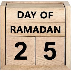 Tinlade Ramadan Countdown Calendar 2026 Wooden Ramadans Decorations for Home Wood Perpetual Block Calendar Ramadan Gift for Kid Farmhouse Eid Mubarak Ramadans Advent Calendars for Desk Table(Beige)