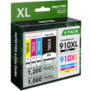 Replacement for HP 910XL Ink Cartridges High Yield 4-Pack (Black Cyan Magenta Yellow) Compatible with HP 910 XL OfficeJet Pro 8020 8025 8028 8035 OfficeJet 8010 8015 8018 8022 Printers