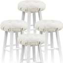 Marsui 4 Pieces Soft Stool Covers Round Bar Stool Cushions with Elastic Band Padded Seat Covers Nonslip Round Seat Cushions for Chairs Slipcovers (14.2 Inch, Beige)