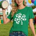 GONOSEED 6Size Shirt+Earrings St Patricks Day Shirt Women St Patricks Day Outfits for Women Shamrock Earrings Accessories (Small)