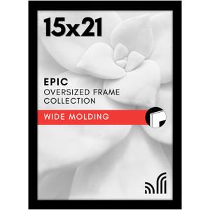 Americanflat 15x21 Picture Frame with Polished Plexiglass - Black Picture Frame - Wide Photo Frames Made of Engineered Wood for Vertical or Horizontal Wall Display - Epic Collection - Black